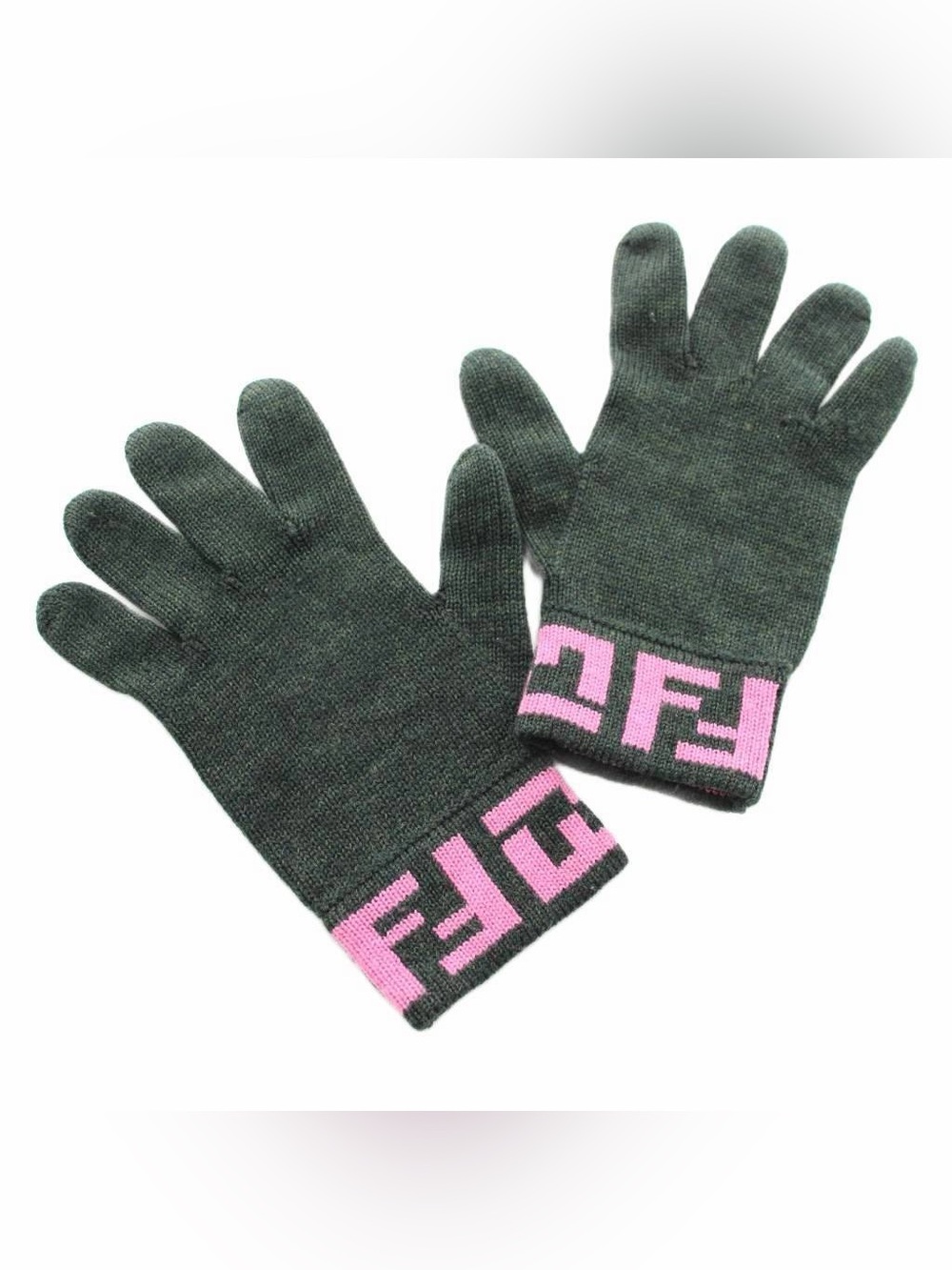 Fendi Wool Gloves w Pink FF logo